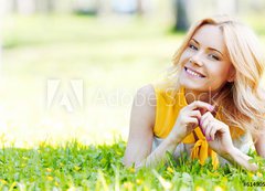 Fototapeta200 x 144  Woman on grass, 200 x 144 cm