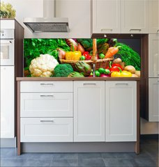 Fototapeta do kuchyn flie 180 x 60, 61518085 - Raw vegetables in wicker basket on wooden table