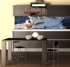 Fototapeta do kuchyn flie 260 x 60  motor yacht, boat, 260 x 60 cm