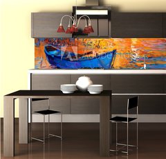 Fototapeta do kuchyn flie 260 x 60  Boat and ocean, 260 x 60 cm