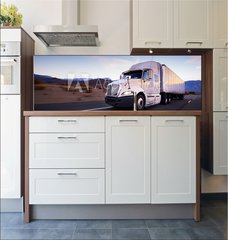 Fototapeta do kuchyn flie 180 x 60, 61769148 - Truck and highway at sunset - transportation background