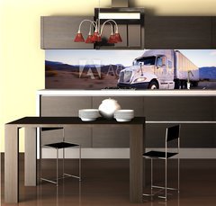Fototapeta do kuchyn flie 260 x 60, 61769148 - Truck and highway at sunset - transportation background
