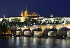 Fototapeta vliesov 145 x 100, 61900085 - Vltava river, Charles Bridge and St. Vitus Cathedral at night