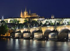 Fototapeta pltno 160 x 116, 61900085 - Vltava river, Charles Bridge and St. Vitus Cathedral at night - eky Vltavy, Karlova mostu a katedrly sv. Vta v noci