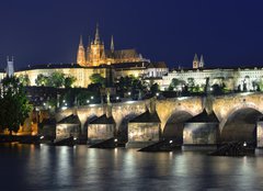 Fototapeta160 x 116  Vltava river, Charles Bridge and St. Vitus Cathedral at night, 160 x 116 cm