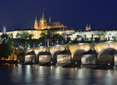 Fototapeta240 x 174  Vltava river, Charles Bridge and St. Vitus Cathedral at night, 240 x 174 cm
