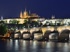 Fototapeta270 x 200  Vltava river, Charles Bridge and St. Vitus Cathedral at night, 270 x 200 cm