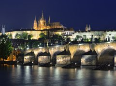 Fototapeta360 x 266  Vltava river, Charles Bridge and St. Vitus Cathedral at night, 360 x 266 cm