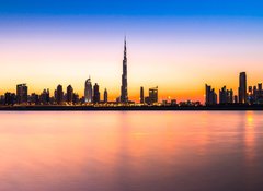 Samolepka flie 100 x 73, 62073287 - Dubai skyline at dusk, UAE. - Dubaj panorama za soumraku, Spojen arabsk emirty.