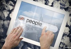 Samolepka flie 145 x 100, 62169179 - Hand touching people on search bar on tablet screen