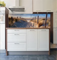 Fototapeta do kuchyn flie 180 x 60  path to North sea beach in gold sunshine, 180 x 60 cm