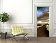 Samolepka na dvee flie 90 x 220  Strandbild mit Bulli 1, 90 x 220 cm