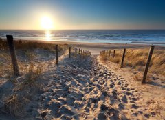 Fototapeta160 x 116  sunshine over path to beach in North sea, 160 x 116 cm