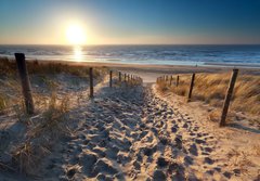 Fototapeta184 x 128  sunshine over path to beach in North sea, 184 x 128 cm