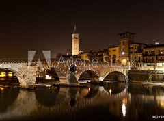 Fototapeta pltno 330 x 244, 62797255 - Verona, il Ponte Pietra di notte