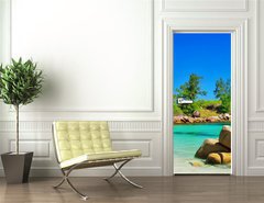 Samolepka na dvee flie 90 x 220  luxury tropical holidays  Seychelles islands, 90 x 220 cm