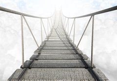 Fototapeta145 x 100  Rope Bridge Above The Clouds, 145 x 100 cm