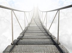 Samolepka flie 270 x 200, 62972364 - Rope Bridge Above The Clouds - Lanov most nad mraky