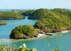 Samolepka flie 100 x 73, 6309032 - Arial view from Govenors Island, Hundred Islands resort - Arial pohled z ostrova Govenors, letovisko Sto ostrov