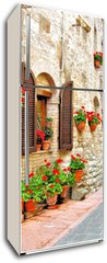 Samolepka na lednici flie 80 x 200, 63262540 - Picturesque lane with flowers in an Italian hill town - Malebn pruhy s kvtinami v italskm kopcovitm mst
