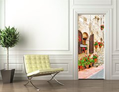 Samolepka na dvee flie 90 x 220, 63262540 - Picturesque lane with flowers in an Italian hill town