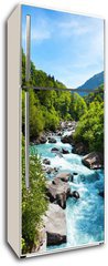 Samolepka na lednici flie 80 x 200, 63640355 - Vivid Swiss landscape with  pure river stream