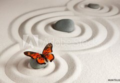 Fototapeta174 x 120  Zen rocks with butterfly, 174 x 120 cm