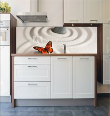Fototapeta do kuchyn flie 180 x 60  Zen rocks with butterfly, 180 x 60 cm