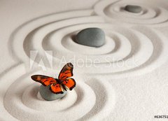 Samolepka flie 200 x 144, 63675122 - Zen rocks with butterfly - Zen skly s motlem