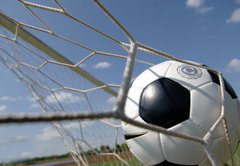 Fototapeta145 x 100  football  soccer ball in goal, 145 x 100 cm