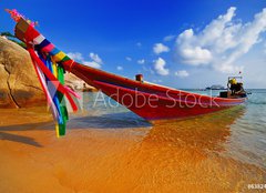 Fototapeta papr 160 x 116, 6382475 - Traditional Thai Longtail boat on the beach - Tradin thajsk Longtail lo na pli
