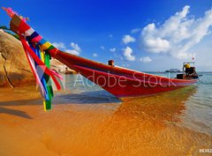 Fototapeta pltno 330 x 244, 6382475 - Traditional Thai Longtail boat on the beach - Tradin thajsk Longtail lo na pli