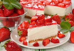 Fototapeta vliesov 145 x 100, 64315819 - strawberry cheesecake - jahodov tvarohov kol