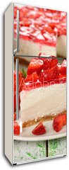 Samolepka na lednici fólie 80 x 200, 64315819 - strawberry cheesecake - jahodový tvarohový koláč