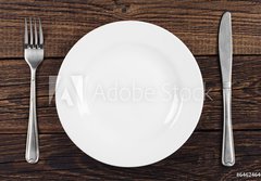 Fototapeta papr 184 x 128, 64624640 - Empty plate, fork and knife