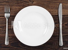 Fototapeta360 x 266  Empty plate, fork and knife, 360 x 266 cm