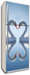 Samolepka na lednici fólie 80 x 200, 64665042 - Romantic two swans, symbol of love. - Romantické dvě labutě, symbol lásky.