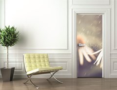 Samolepka na dvee flie 90 x 220, 64765134 - summer flower under rain