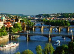 Samolepka flie 100 x 73, 64860561 - View of Charles Bridge in Prague from Letensky gardens. - Pohled na Karlv most v Praze z Letenskch zahrad.