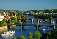 Samolepka flie 145 x 100, 64860561 - View of Charles Bridge in Prague from Letensky gardens. - Pohled na Karlv most v Praze z Letenskch zahrad.