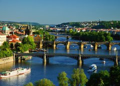 Fototapeta vliesov 200 x 144, 64860561 - View of Charles Bridge in Prague from Letensky gardens.