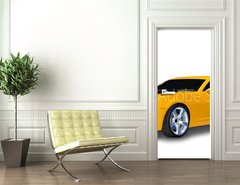 Samolepka na dvee flie 90 x 220, 6489190 - Yellow Sports Car