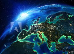 Fototapeta160 x 116  land area in Europe the night, 160 x 116 cm