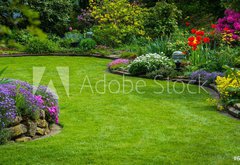 Samolepka flie 145 x 100, 64923013 - Gartenansicht mit Rasen und Bepflanzung
