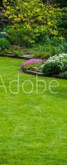 Samolepka na dvee flie 90 x 220, 64923013 - Gartenansicht mit Rasen und Bepflanzung