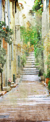 Samolepka na dveře fólie 90 x 220, 64960095 - charming streets of mediterranian, artistic picture - okouzlující ulice středomořského, uměleckého obrazu