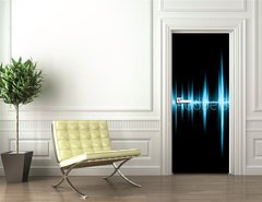 Samolepka na dvee flie 90 x 220  Graphic of a digital sound on black bottom, 90 x 220 cm