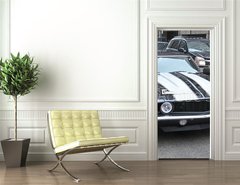 Samolepka na dvee flie 90 x 220  American muscle car on a street in Chicago, 90 x 220 cm