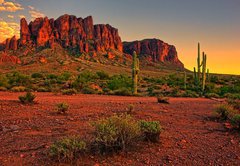 Samolepka flie 145 x 100, 66008213 - Desert sunset with mountain near Phoenix, Arizona, USA