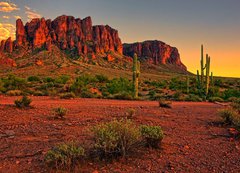 Fototapeta vliesov 200 x 144, 66008213 - Desert sunset with mountain near Phoenix, Arizona, USA
